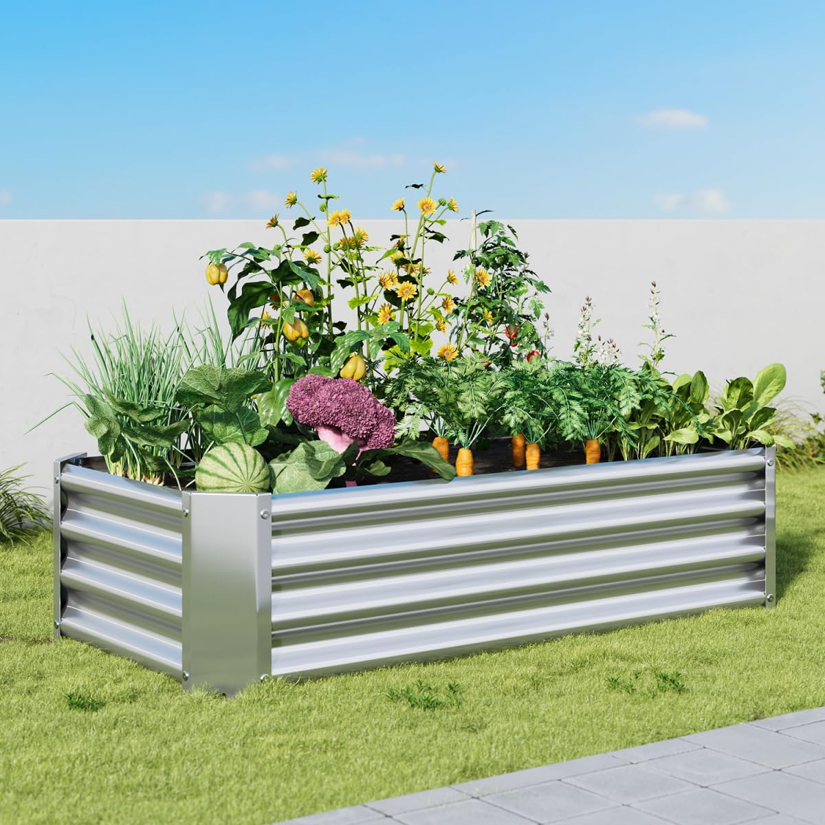 Raised Garden Beds Outdoor, 4x2x1ft, Metal Planter Kit Box Outdoor for Deep-Rooted Vegetables, Flowers, Green and Herbs