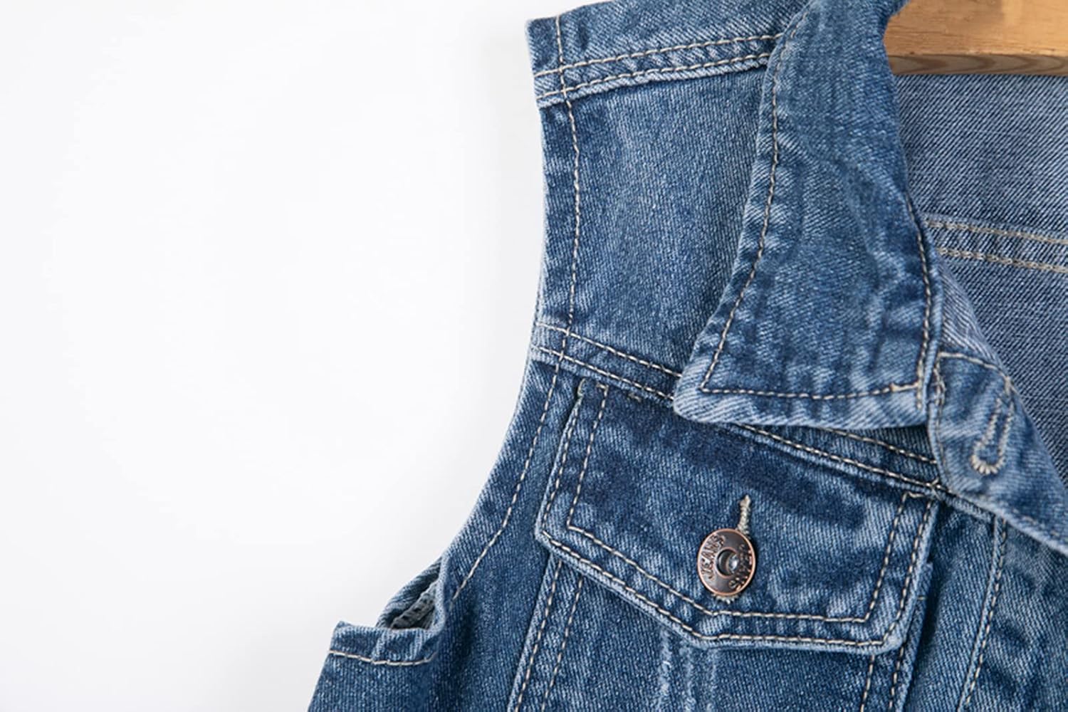 HALITOSS Women Button Down Mid Long Denim Jean Vest Waistcoat Sleeveless Jacket - Image 4