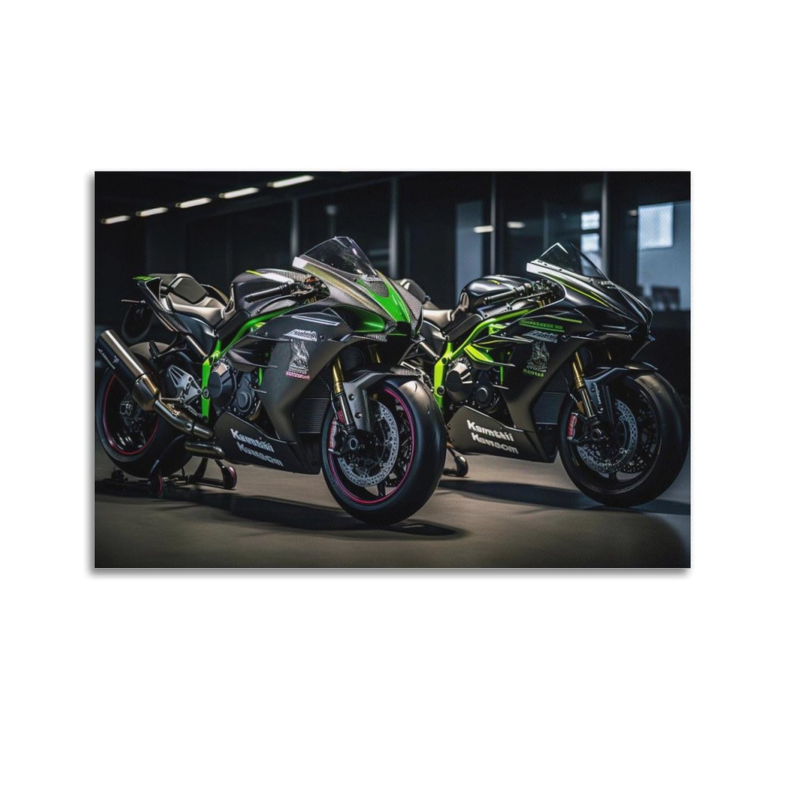 Cwbufd Unframe-Style Racing Motorcycle Poster H2r Superbike Motorbike Decorative Canvas Family Bedroom Artwork Picture Painting 16X24inch(40X60cm)