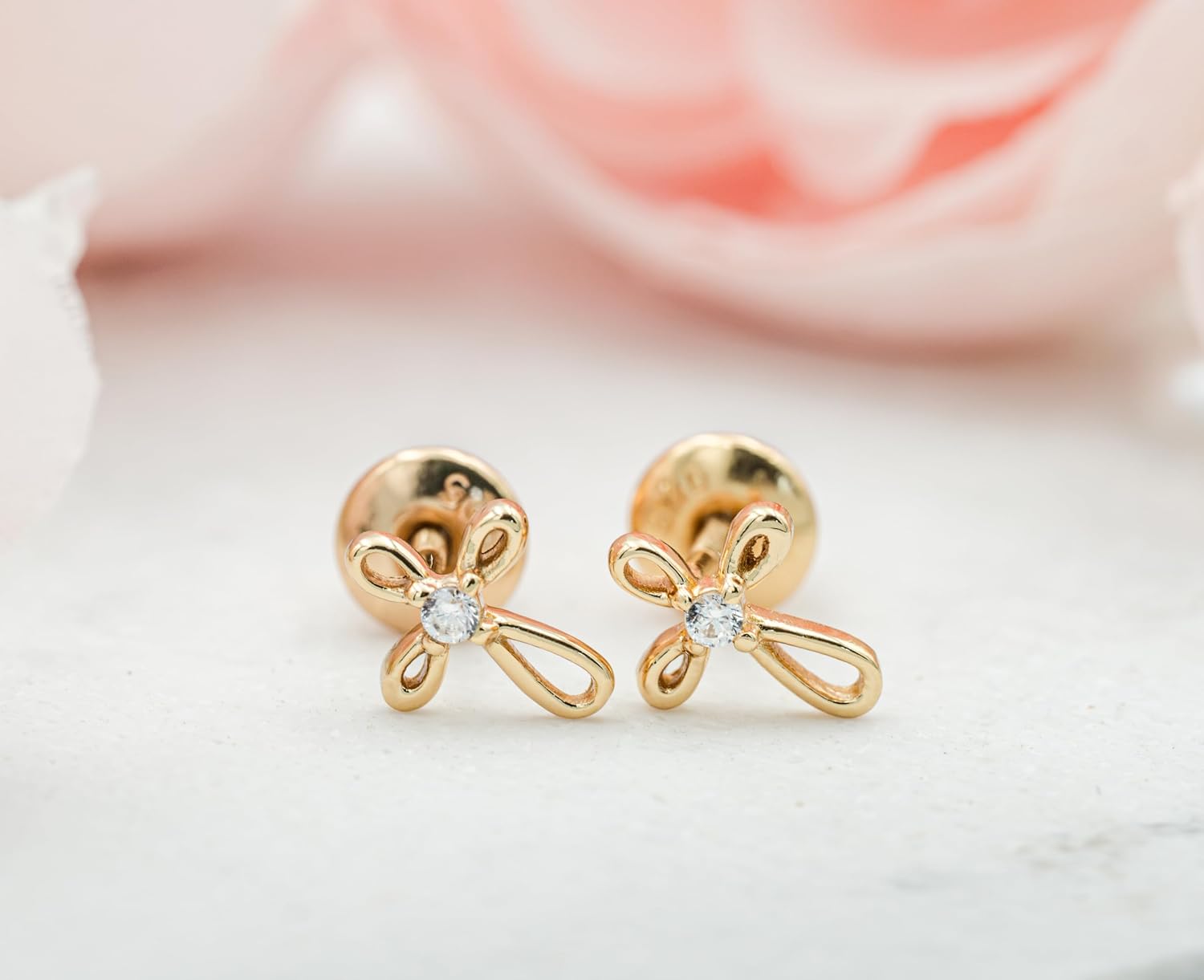 Cherished Moments .925 Sterling Silver or 14K Gold Plated Baptism Gift Earrings for Babies, Toddlers, and Little Girls (Screw Back)