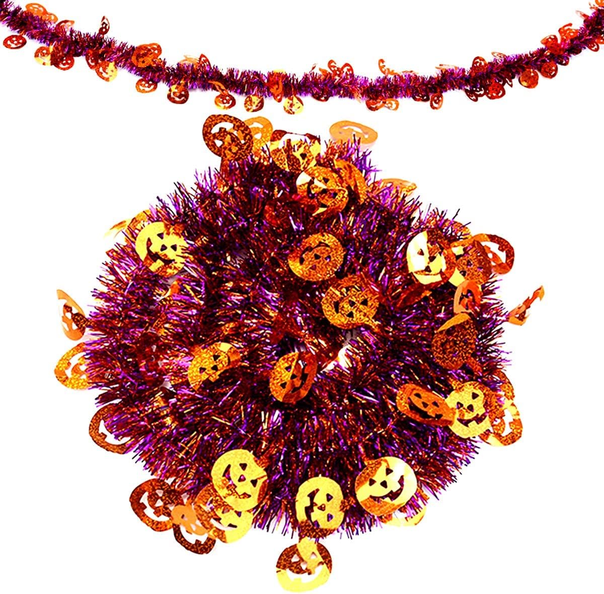 Hongxin LAttice 10M Halloween Tinsel Garland Purple Orange Pumpkin Garland Halloween Accessories Halloween Party Supplies