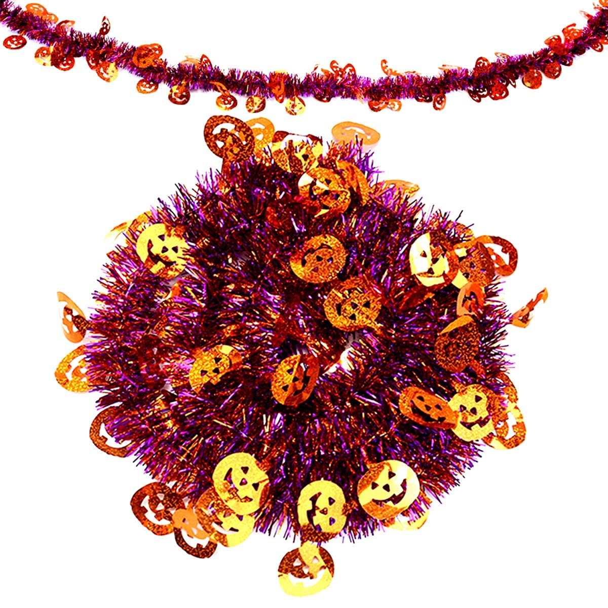 Hongxin LAttice 10M Halloween Tinsel Garland Purple Orange Pumpkin Garland Halloween Accessories Halloween Party Supplies