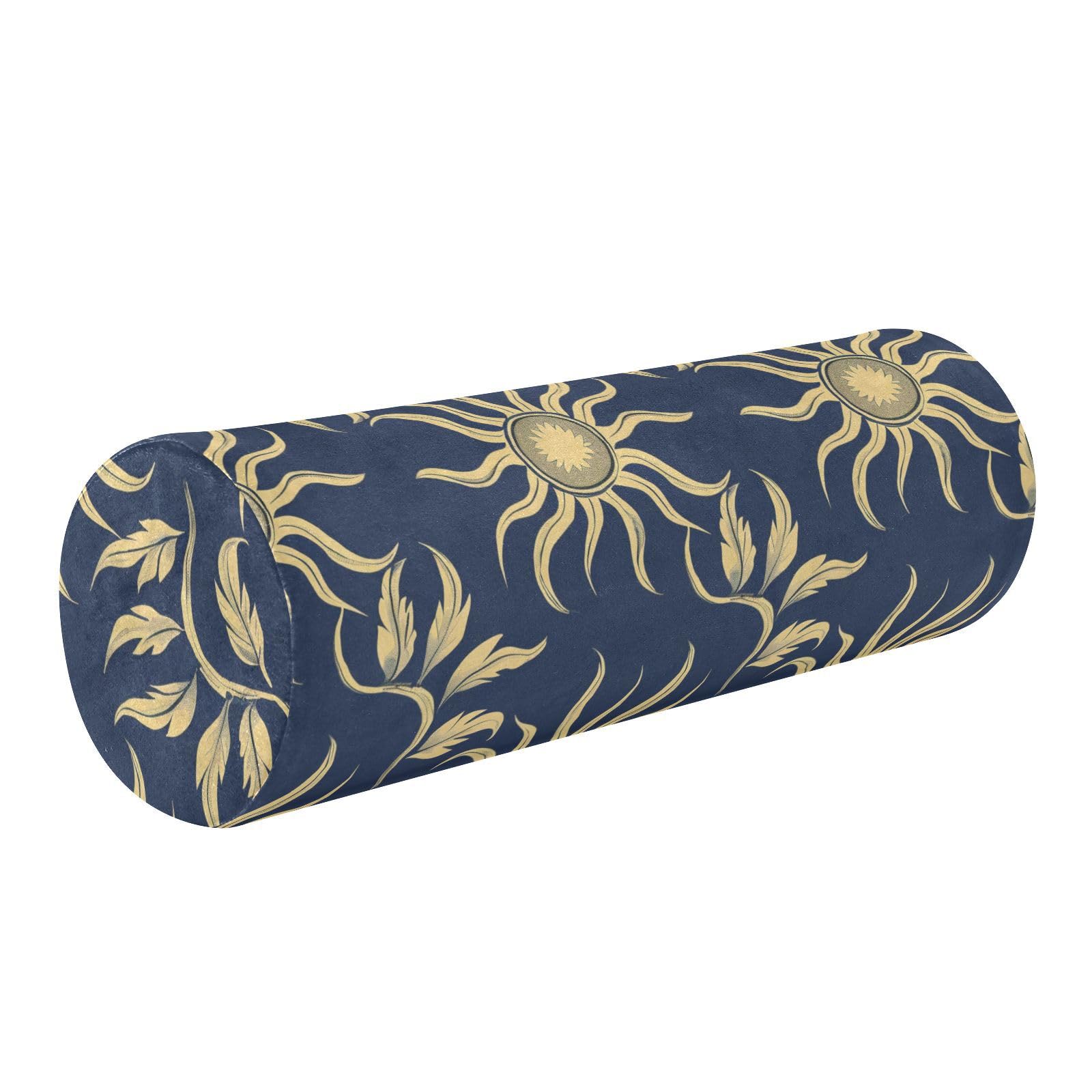 miaozhen William Morris Style Design Sun Dark Blue Roller Massage Bed Pillow Roll Pillow for Neck Support cojines para sala 5.5''x17''