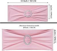 Vista 123 de MDS - Paquete de 50 bandas elásticas de elastano para silla, lazos elásticos para sillas con hebilla deslizante, ajuste universal para bodas, Acción