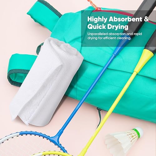 Miniatura 4 de HOMEXCEL Paquete de 12 paños de microfibra, altamente absorbentes y suaves, paños blancos multiusos para baño, hotel, spa, gimnasio y cocina, 12 x