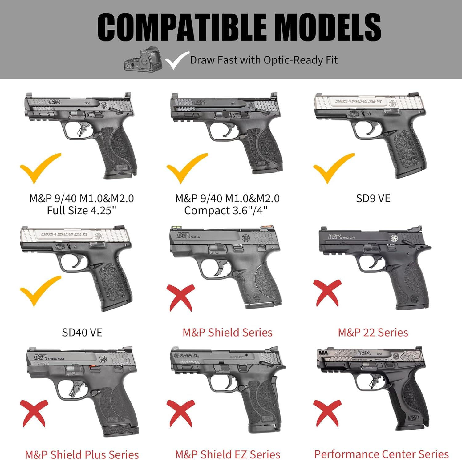 Glock 19/17 Holster, M&P 9/40 M2.0 Holster, OWB Thumb Release Paddle Holster Fits Glock 19 19X 32 44 45, Glock 17 22 31, M&P 9MM/.40 M2.0, SD9 VE/SD40 VE, Taurus G2C/G3C, 1911 5", Optics Compatible - Image 2