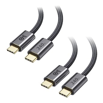 Cable Matters 2-Pack 240W USB C Fast Charging Cable - 6ft, USBC to USBC Cable, No Video, 240W Fast Charging Cord Type C Works with iPhone 15/16, iPad Pro, Macbooks, Surface Pro, Black
