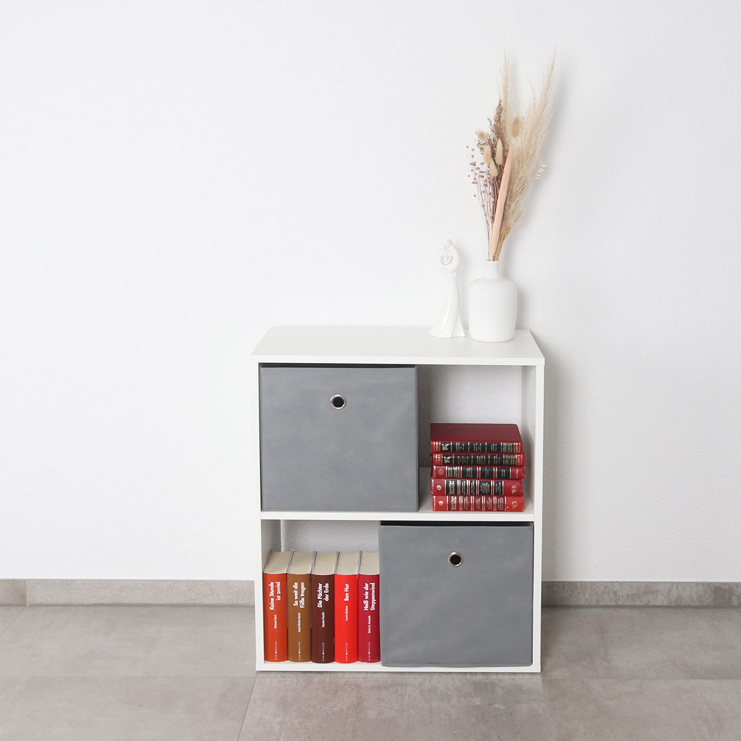 RICOO Étagère De Rangement 71 X 60 X 31 Cm WM111-WM Table De Chevet Meuble Chaussures Organisateur Compartiments Ouvert Bois Couleur Blanc Mat