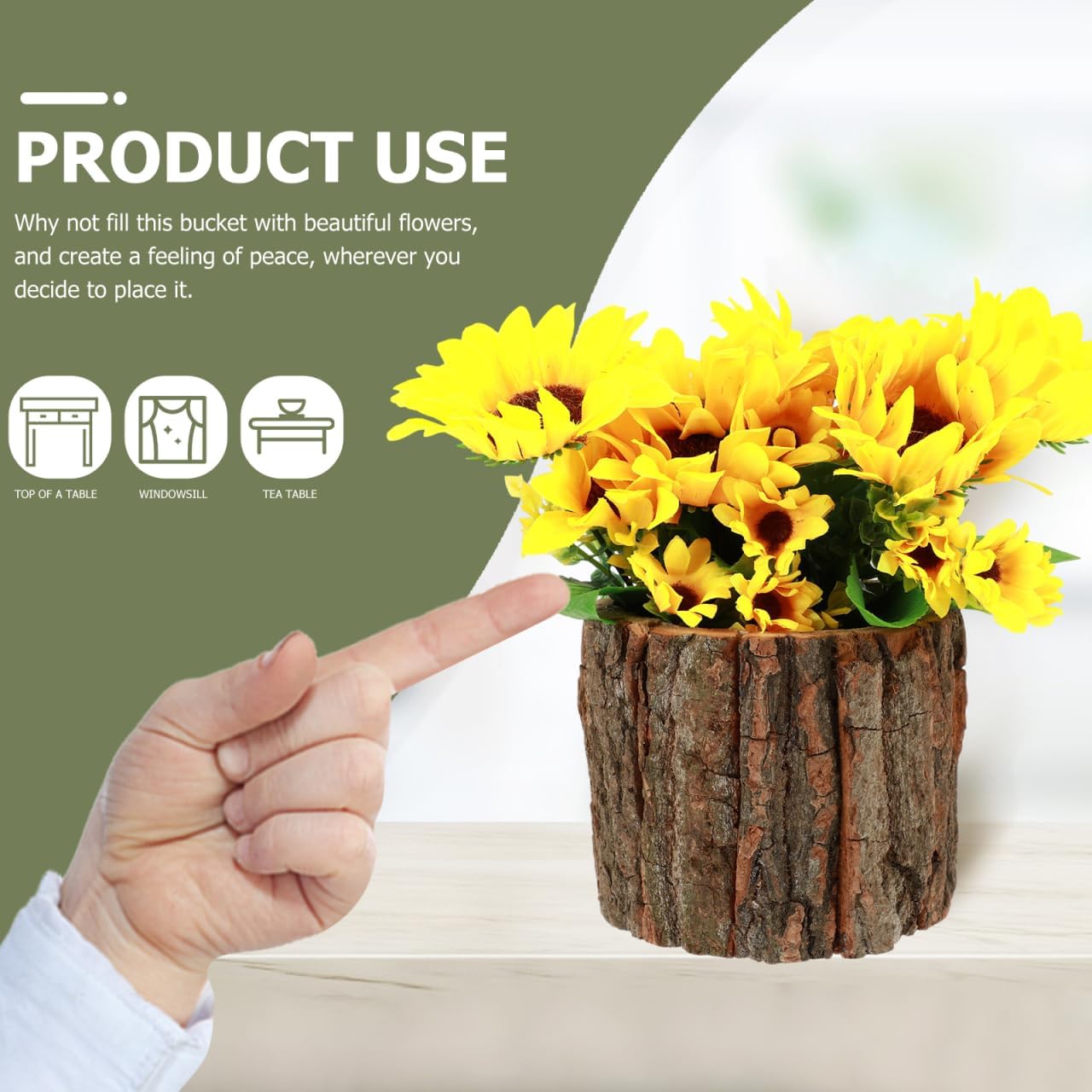 HANABASS 3pcs Bark Planter Wood Flower Pot Container Rustic Wood Bark Bucket Planter Flower Arrangement Holder Rustic Plant Pot Succulent Cactus Vase for Centerpieces Table Decor
