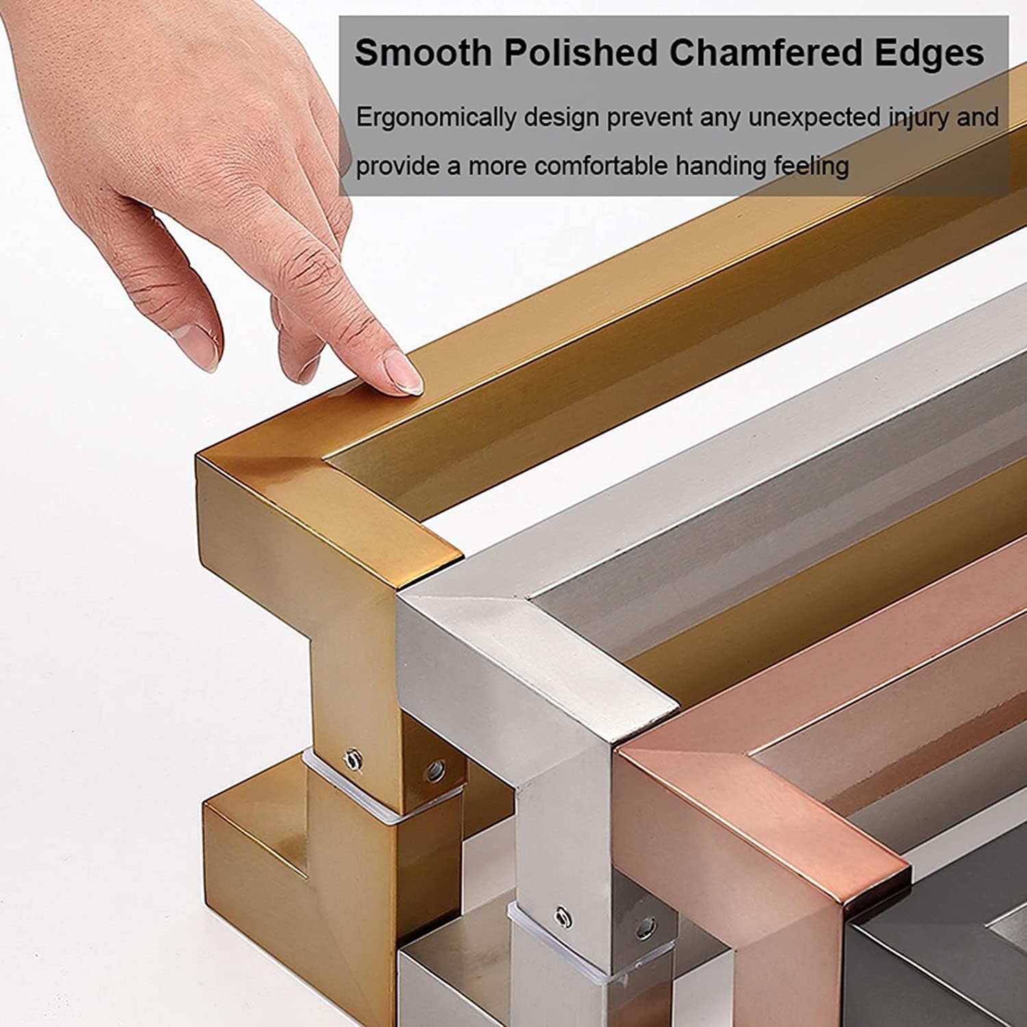 Heavy Duty Stainless Steel Bathroom Shower Pull Push Door Handle Set with Fittings Two Sided Glass Door Handle for Sliding Barn Doors (Rose Gold 80cm/31.5in)