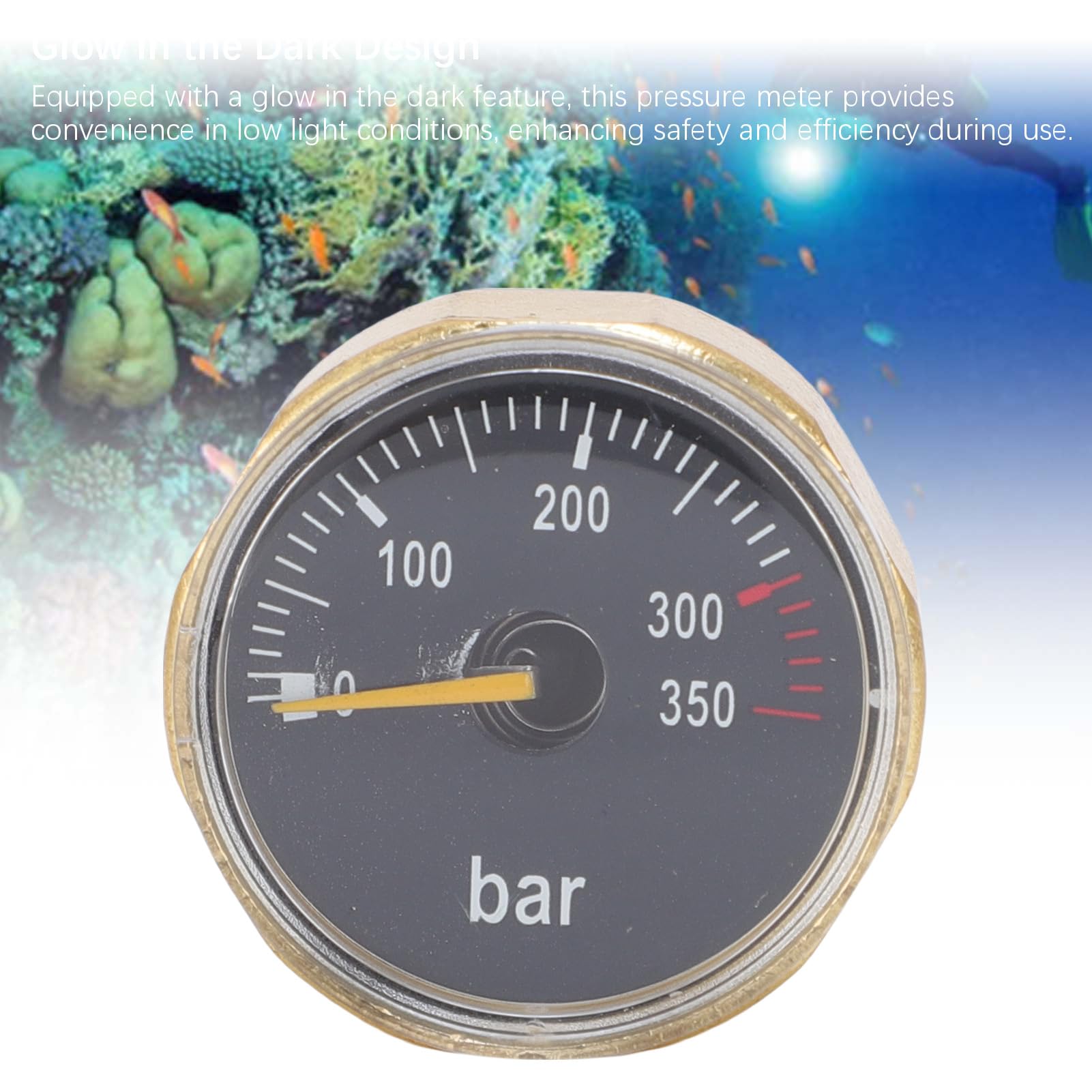 CHICIRIS Misuratore di Pressione del Cilindro dell'aria Misuratore di Pressione di Ad Alta con Bagliore Nella Prova dell'acqua a Prova di Scossa Scura per Cilindri Ad Alta 350BAR G1/8 Ottone