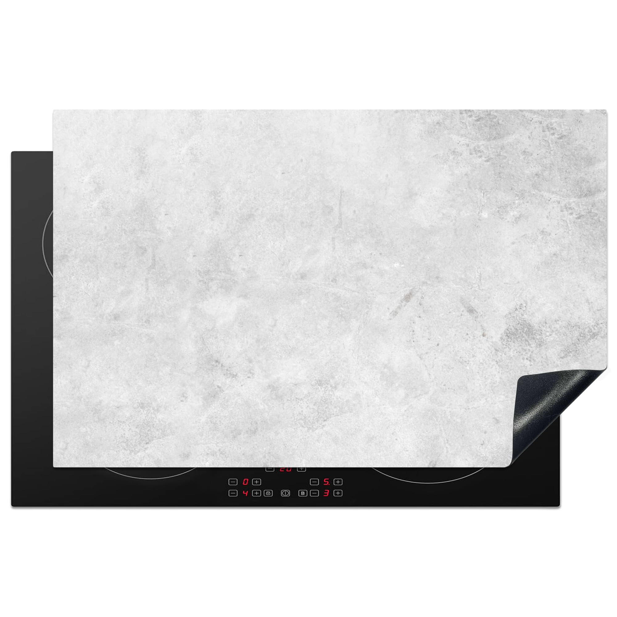 KitchenYeah© Induction Hob Cover Protector Mat 20.5"x31.5" / 80.2x52.2 cm Kitchen Universal Ceramic Covers for Electric Cookers Vinyl Marble - Texture - Grey - Marble Look — image 1
