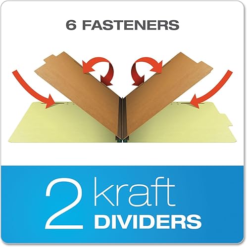 Miniatura 8 de Pendaflex Carpetas de clasificación, estándar, 2 divisores, sujetadores integrados, pestaña de corte 25, verde oscuro, legal, 10BX (29033)