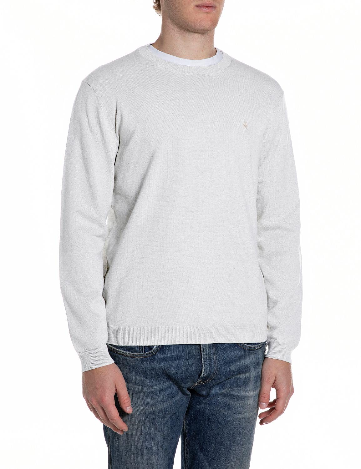 Replay Men's Knitted Jumper, 011 Off White, 3XL