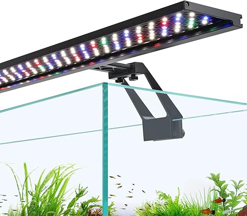hygger Luz LED para acuario de espectro completo con clip, 26 W de día-noche, temporizador dual para amanecer, día, atardecer, luna, pecera, brillo