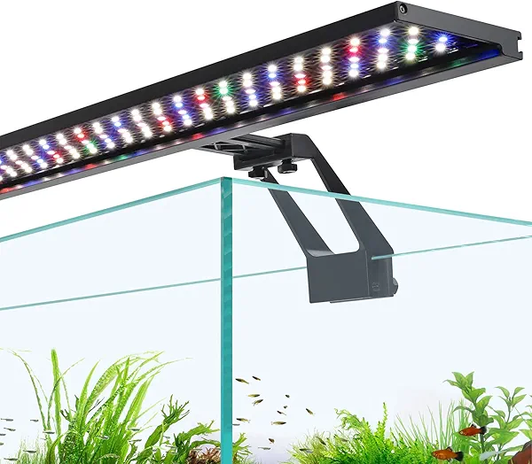 hygger Clip On Full Spectrum Aquarium LED Light, 22W Day-Night Dual Timer Sunrise-Day-Sunset-Moon Fish Tank Light, Adjustable Timer Brightness with 9 Colors for Planted Tank
