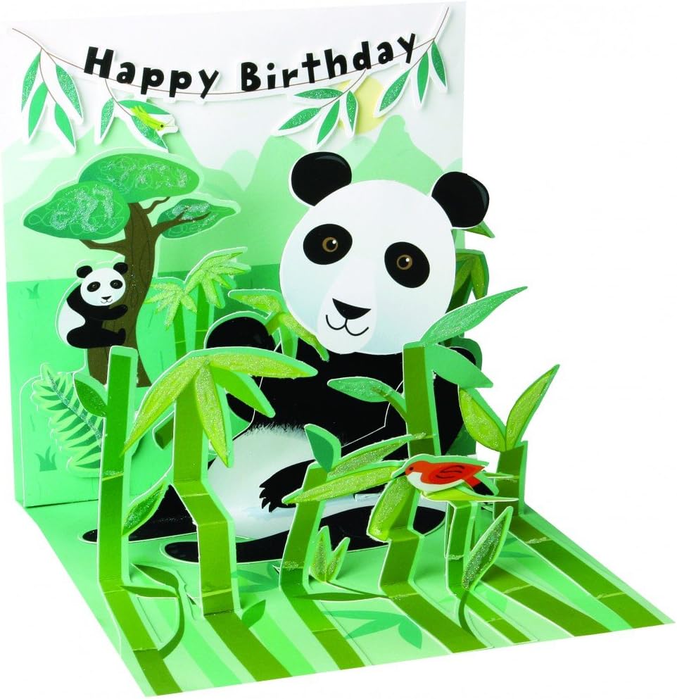 Up With PaperPop-Up Treasures Greeting Card - Pandas PS993, Multicolor