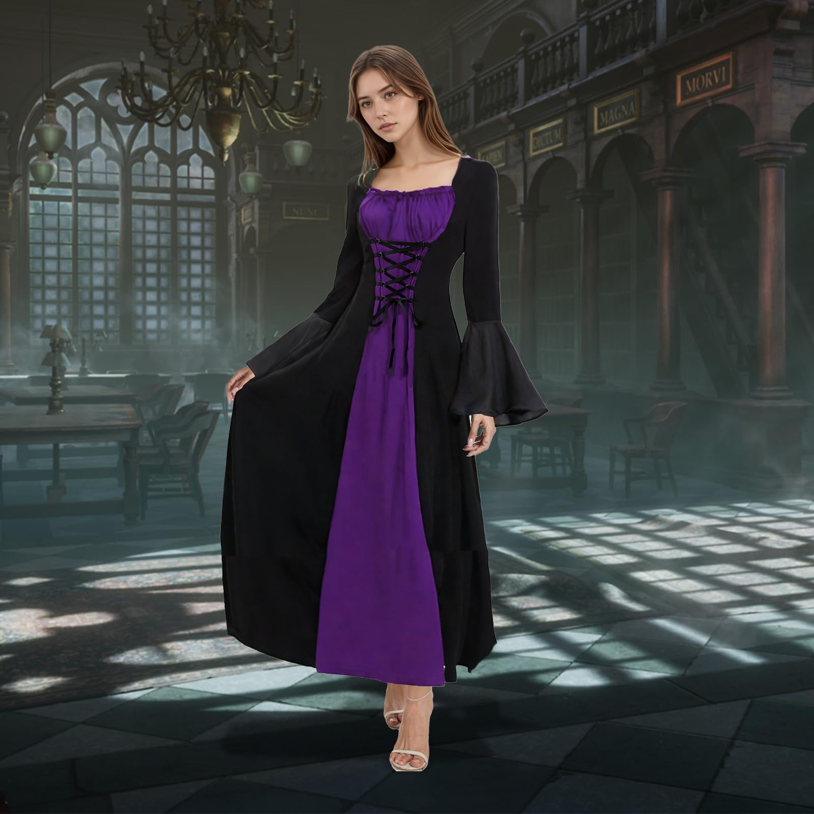 fitted lace wedding dress Renaissance Faire Must Have Full Costume Irish Dress & Mythic Chemise XXS/XS / Plum