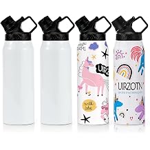 4 Pack 32 OZ Sublimation Water Bottle Blanks in Bulk, Stainless Steel Insulated Sports Tumbler Cups with Polymer Coating for Heat Transfer, With Lid, Coaster, Keepsake Box, Sublimation Paper
