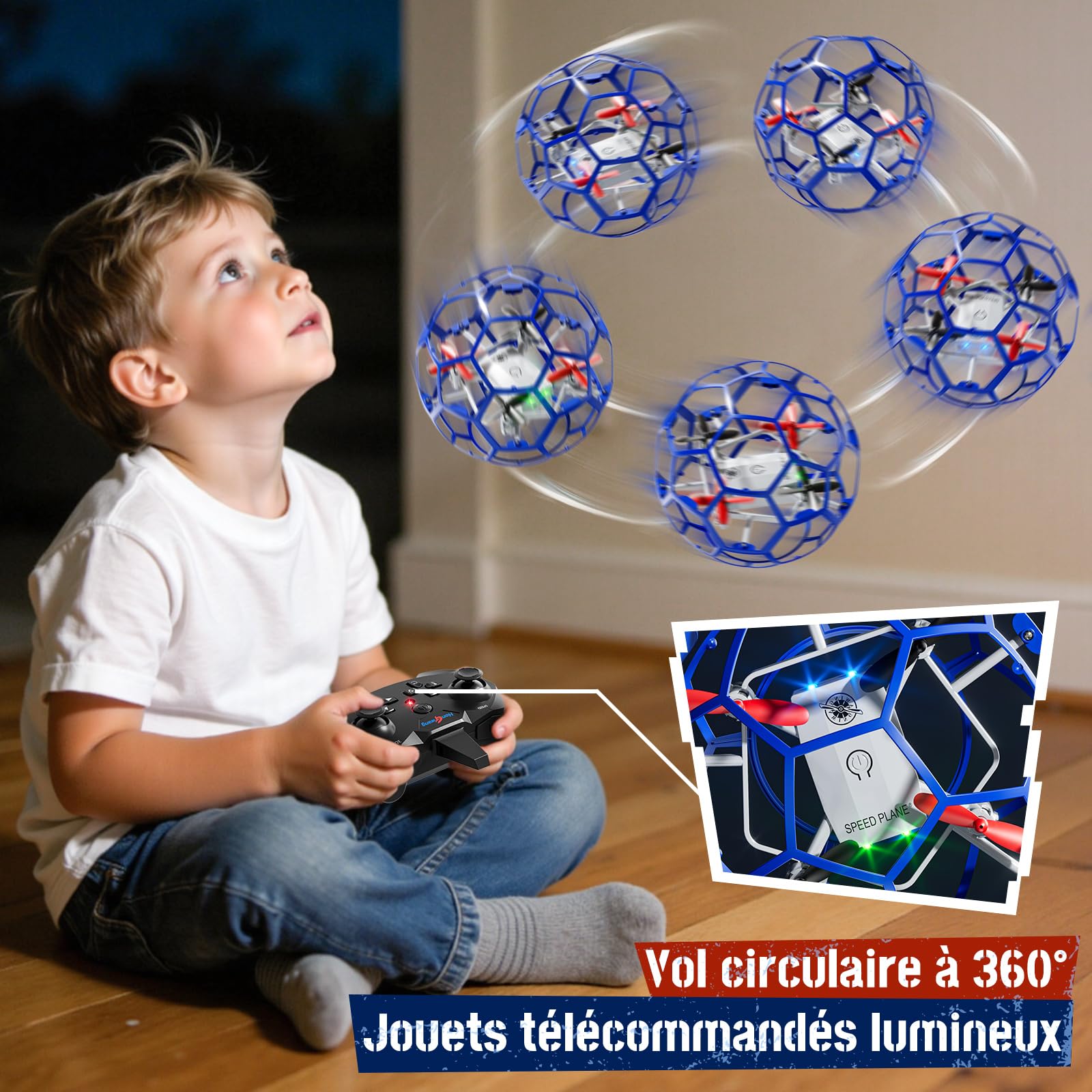 Drone Enfants, Quadricoptère Radiocommandé Garçons Fille 6-12 Ans | Rotation 360°, Vol Stationnaire, Mode sans Tête, 3 Niveaux de Vitesses, Vol Circulaire Automatique, Cadeau Anniversaire