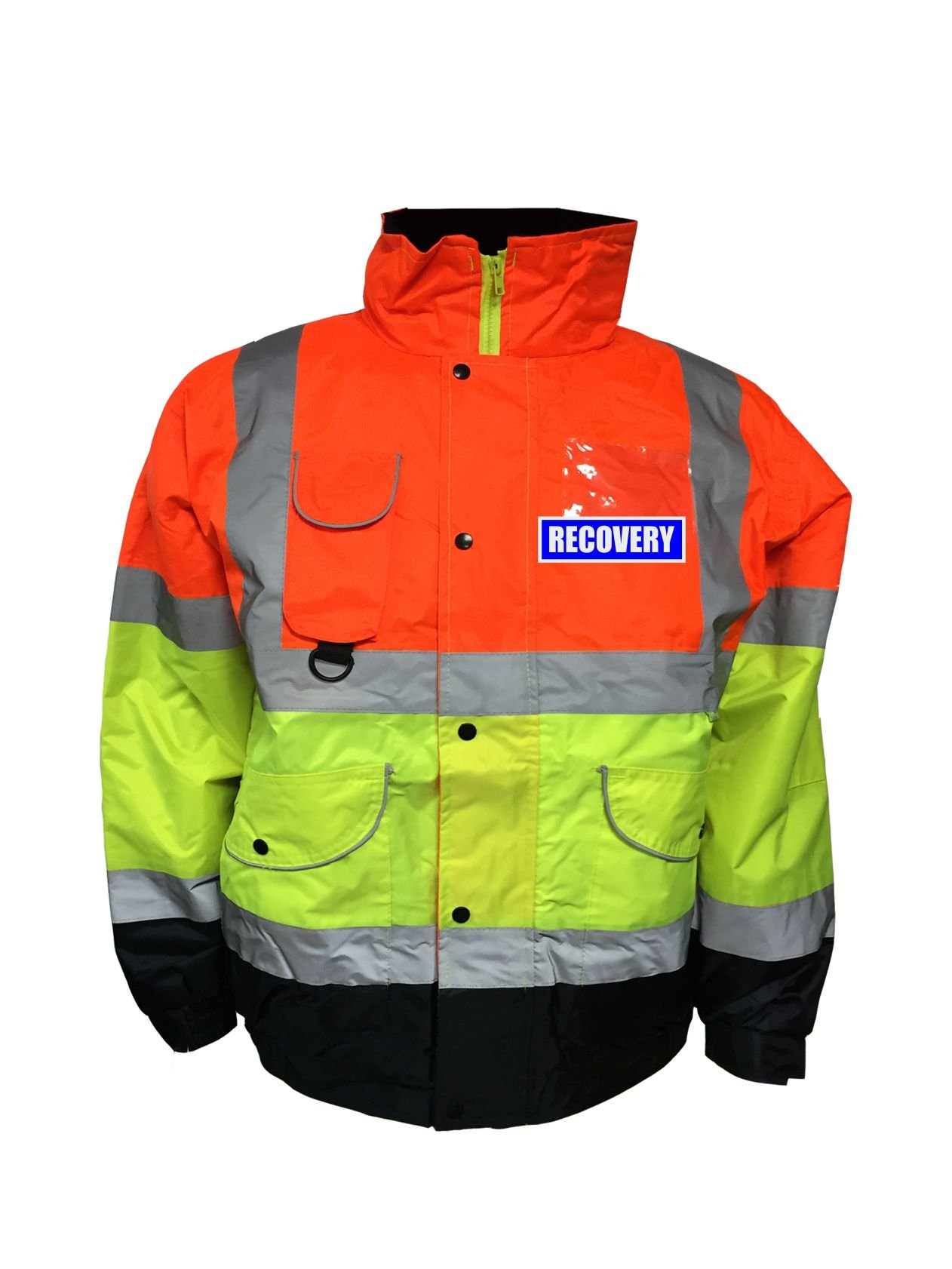 Brook Hi Vis UKRecovery Hi Vis Bomber Jacket With Reflective Recovery Badges Front and Back, Waterproof, Conforms to EN20471 Class 3, High Visibility, By Brook Hi Vi