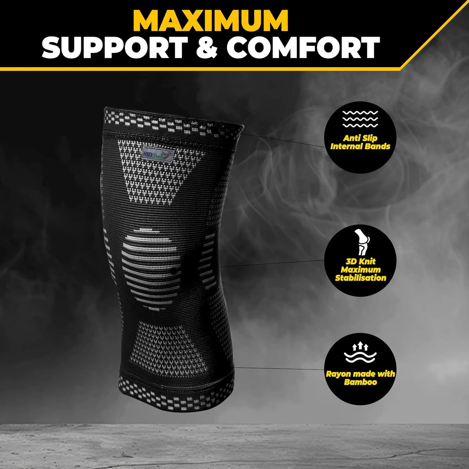 NeoTech Care Knee Support Brace - Breathable - Men, Women, Right or Left (Black Color, Size M, 1 Pair) - Image 3