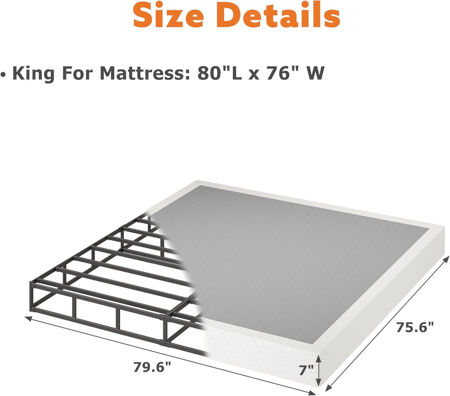 7 Inch Box Spring for King Bed Bases - Heavy Duty Metal Mattress Foundation with Fabric Cover,3000 lbs Capacity,Low Profile King Box Spring Only,Noise Free,Easy Assembly 7 Inch King