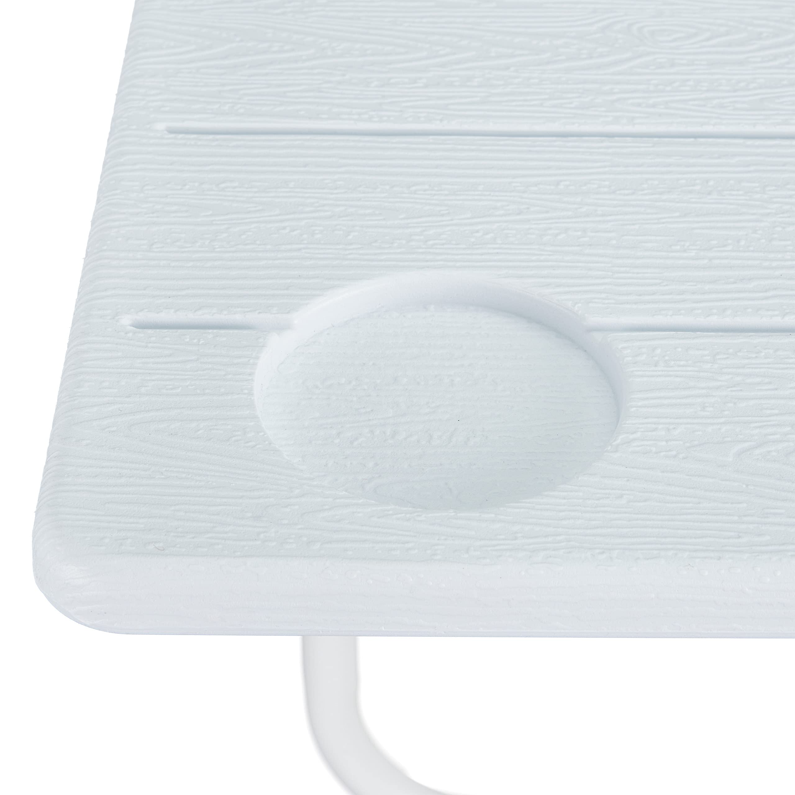 Relaxdays Table Balcon Suspendue Rabattable réglable en Hauteur 3 Niveaux Aspect Bois 59,5 x 35,5 cm Blanc