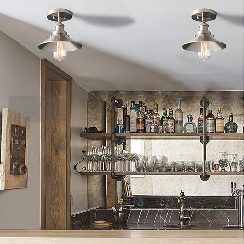 Miniatura 10 de Pathson Lámpara de techo vintage con pantalla de metal, lámpara de techo de granja para pasillo, loft, cocina, bar, iluminación montada