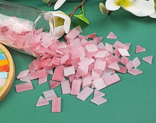 Vista 90 de Lanyani Azulejos de mosaico de vidrio para manualidades artísticas, 4 formas mixtas de vidrieras Tiffany, 200 piezas, Café