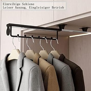Metal Closet Valet Rod,Pull Out Closet Rod Retractable Adjustable Wardrobe Clothing Rail Wardrobe Hanger Rack Bar, Heavy Duty Extendable Valet Rod Clothing Mount Top Mount,with Screws