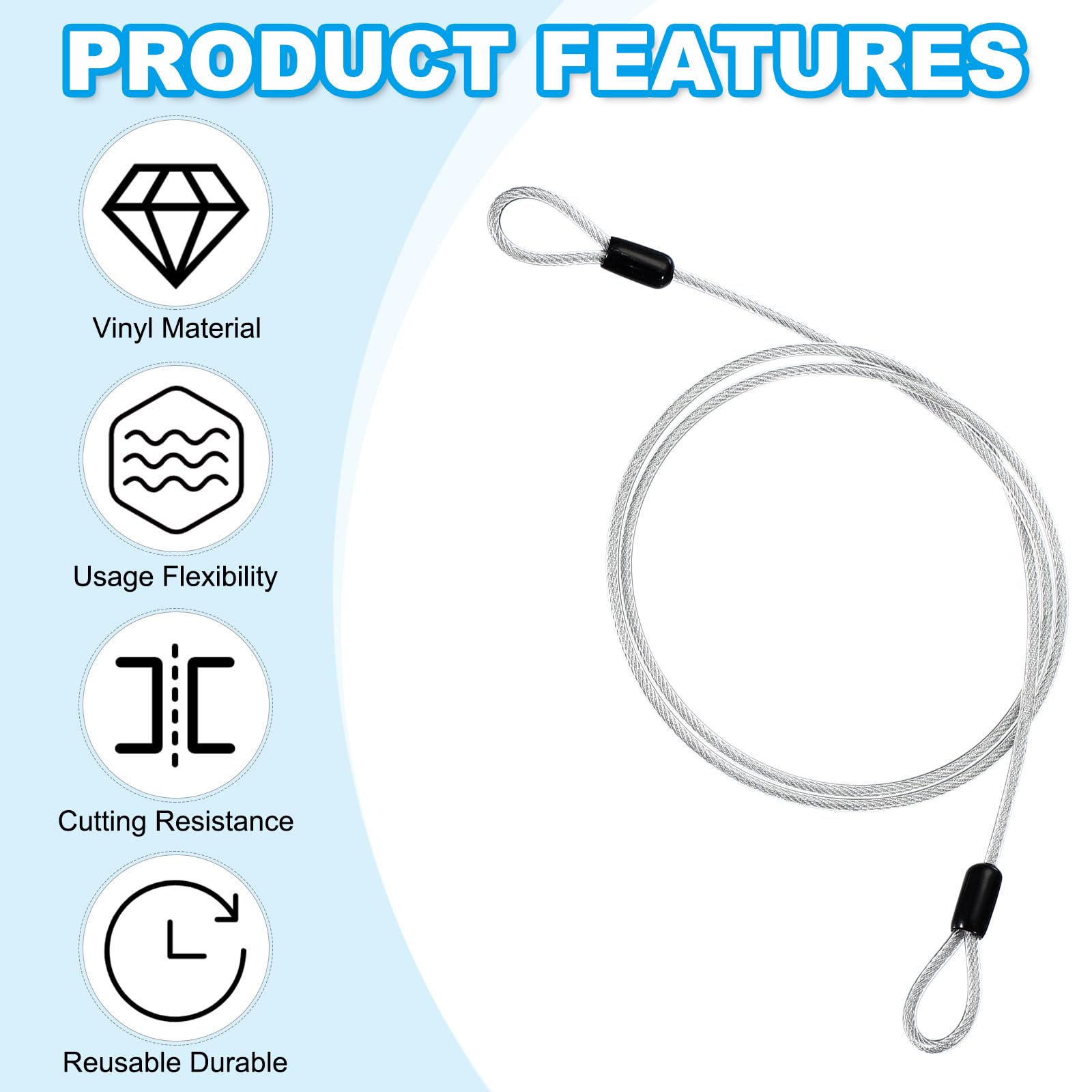 PATIKIL 5/32" Dia Vinyl Coated Stainless Steel Cable with Loops - Image 4