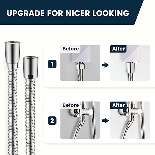 Miniatura 49 de BRIGHT SHOWERS Manguera de ducha para cabezales de ducha de mano, manguera de ducha de mano extra larga de acero inoxidable de 96 pulgadas, pieza