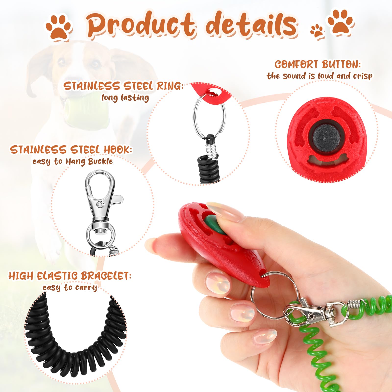 Hiboom Clicker de entrenamiento para perros, 30 unidades, colorido a granel, para entrenamiento de mascotas, clicker de entrenamiento de gatos, con correa de muñeca para mascotas, perros, gatos,