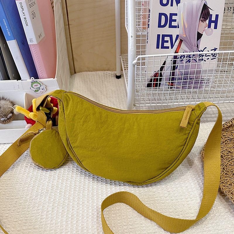 Image of Nylon Crescent Crossbody Bag for Women Purses Trendy Men,Small Travel Sling Bag Hobo