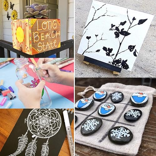 Miniatura 3 de TFIVE Rotuladores de pintura blanca  Paquete de 2 marcadores acrílicos permanentes, punta extrafina de 0.028 in para proyectos de arte, dibujo,