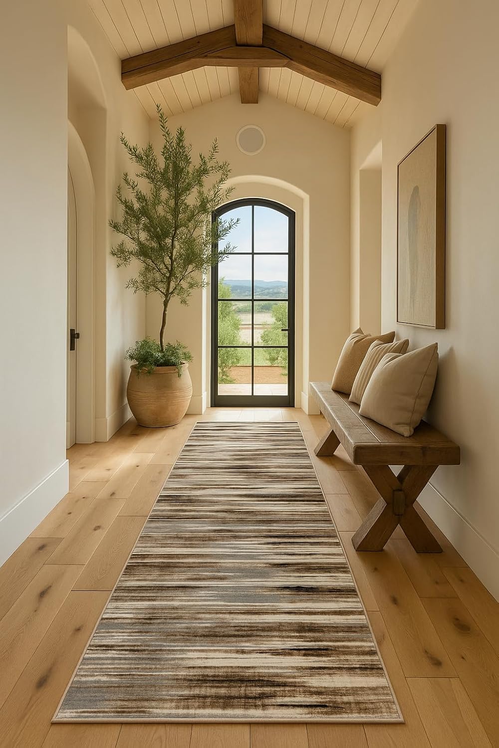RUG BRANCH Montage 2' x 6' (2'3" x 6') Abstract Camo Indoor Runner Rug, Modern, Brown Beige - Living Room, Bedroom, Dining Room, and Kitchen
