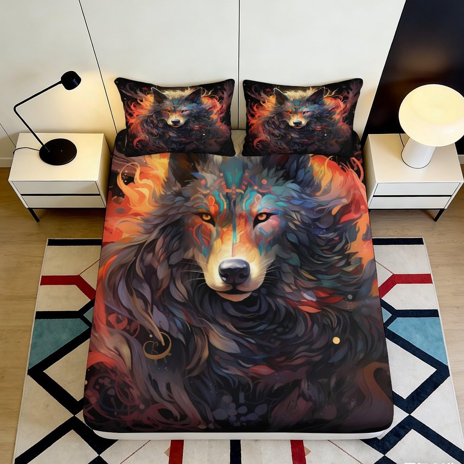 3D Printed Cartoon Panda Fitted Sheet Microfiber Deep Pocket Non-Slip Bedroom Decor Colourful Panda Mattress Fitted Cover Full Wrap Washable for All Ages 200x200x25cm