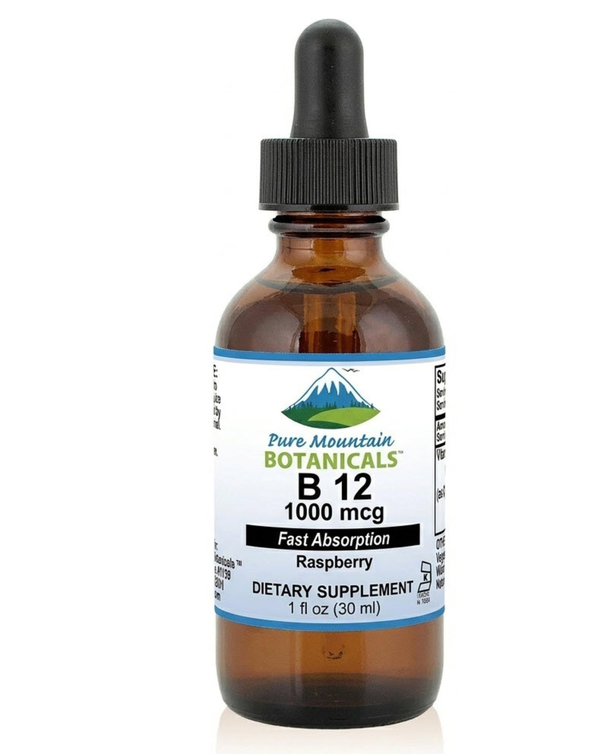 Pure Mountain B12 Liquid 1000 mcg - Sublingual B12 Complex Drops Vitamin 1 Fl Oz (Pack of 1)