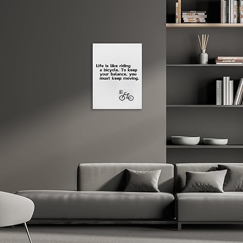 Miniatura 4 de Arte de pared inspirador para la decoración de la oficina en el hogar, la vida es como andar en bicicleta, lienzo blanco y negro, póster positivo