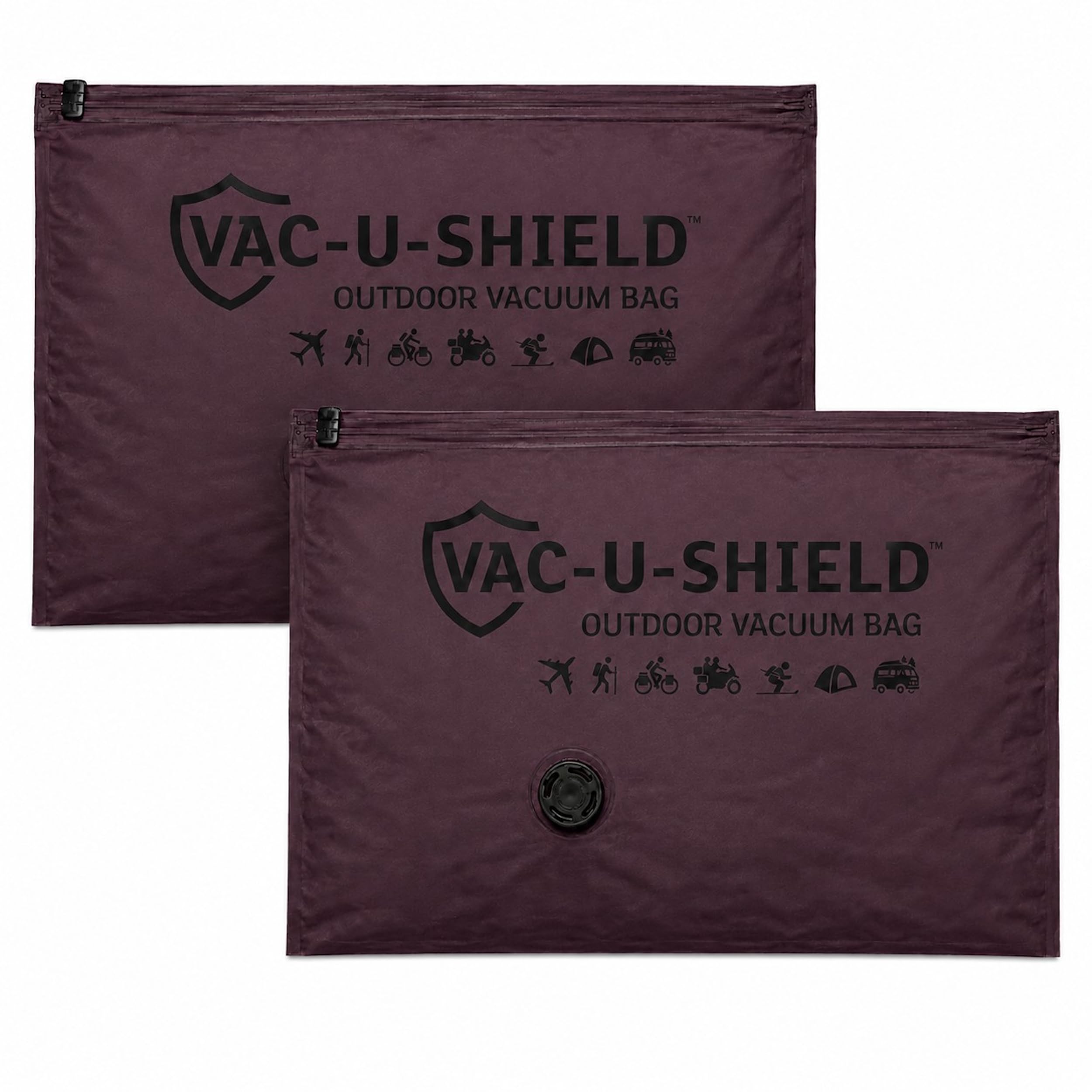 Vac-U-Shield Set 2 Sacchetti Sottovuoto + Pompa da viaggio USBc Rosso 45x34 | 2 sacchetti tessuto anti-graffio + pompa wireless USB-C ricaricabile, sacchi, buste adatte a zaini e bagagli a mano Ryanair