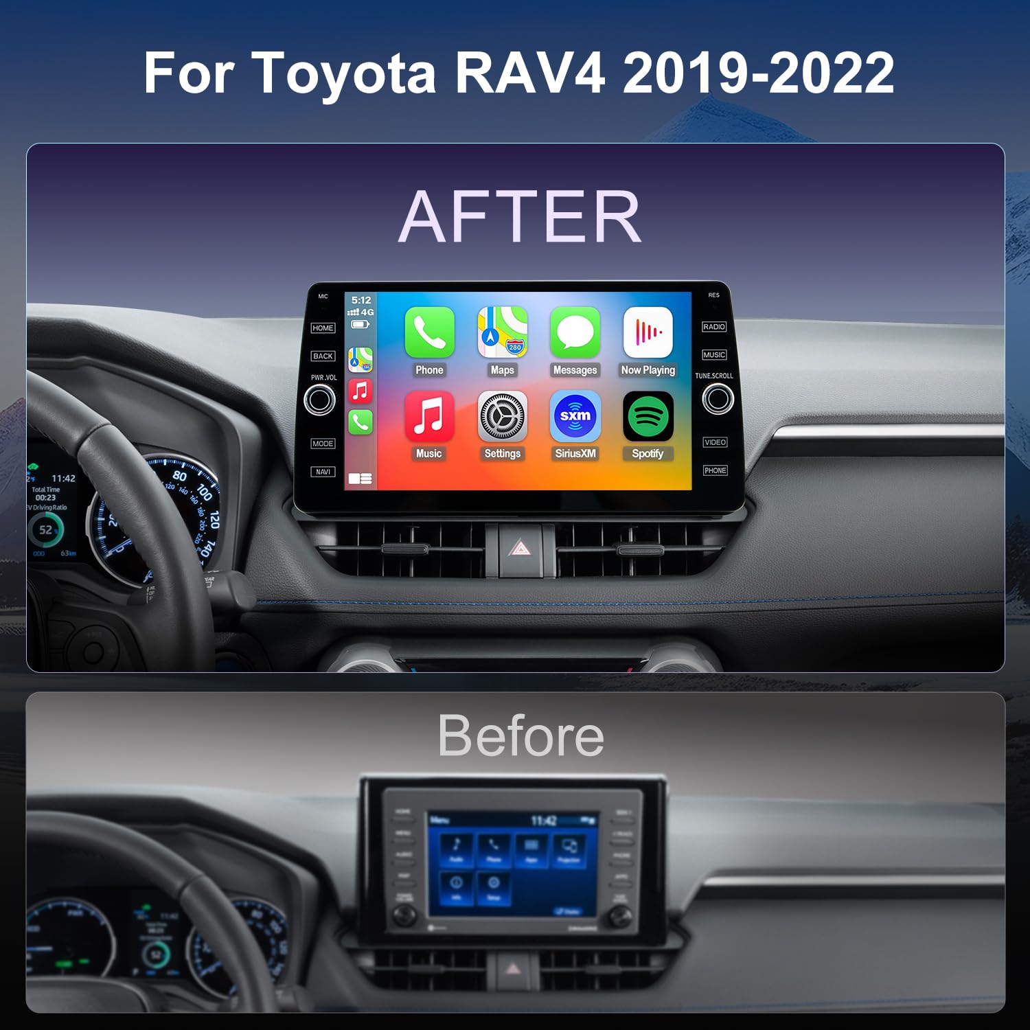 4G LTE QLED Radio for Toyota RAV4 2019 2020 2021 2022 Upgrade | 8-Core CPU Touch Screen Stereo | Wireless CarPlay & Android Auto | Support OEM SWC and Camera