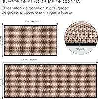 Vista 2 de Juego de alfombras y tapetes de cocina antideslizantes lavables de 2 piezas, alfombras absorbentes para colocar delante del fregadero, alfombras