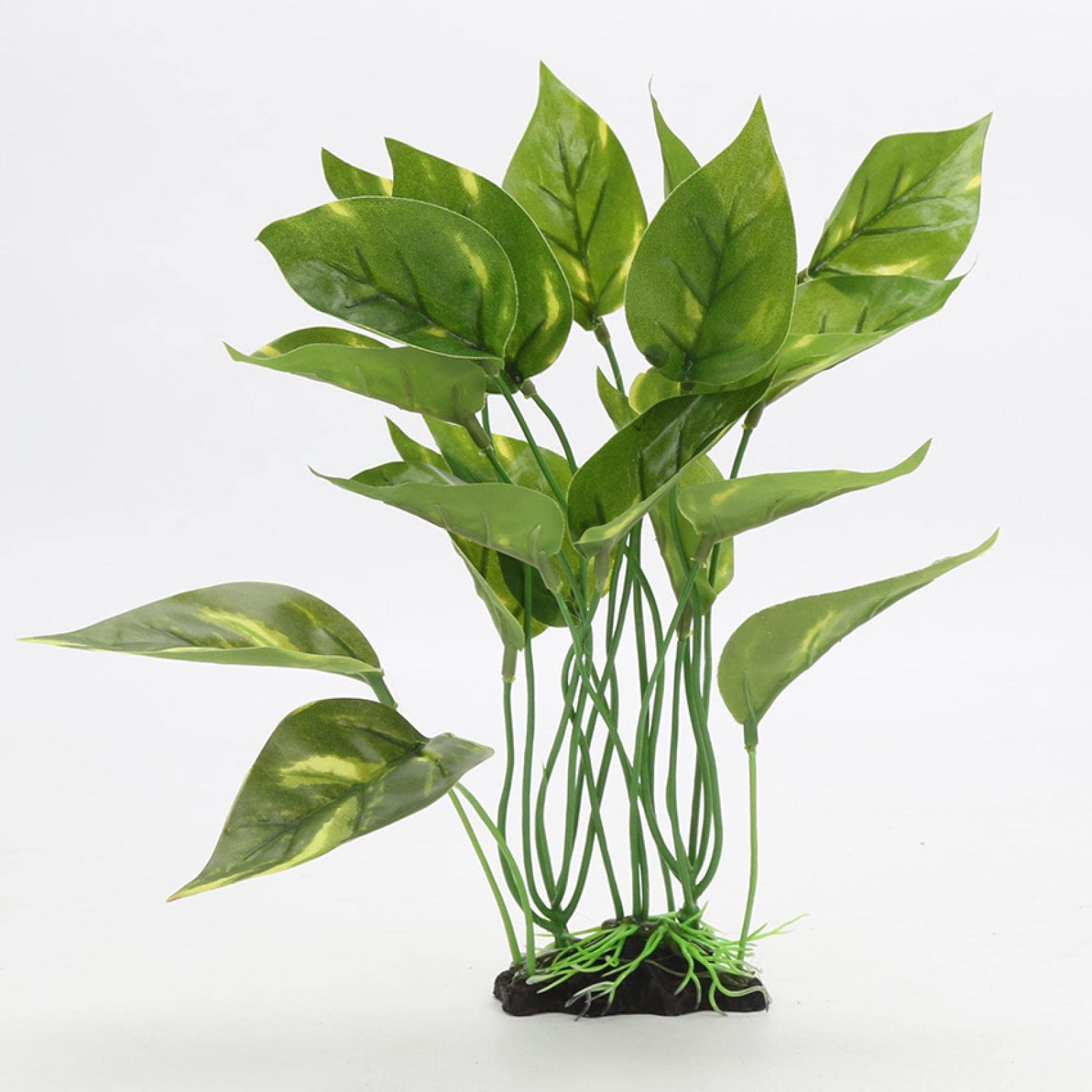Herbe d'aquarium en plastique vert et décors coquillages