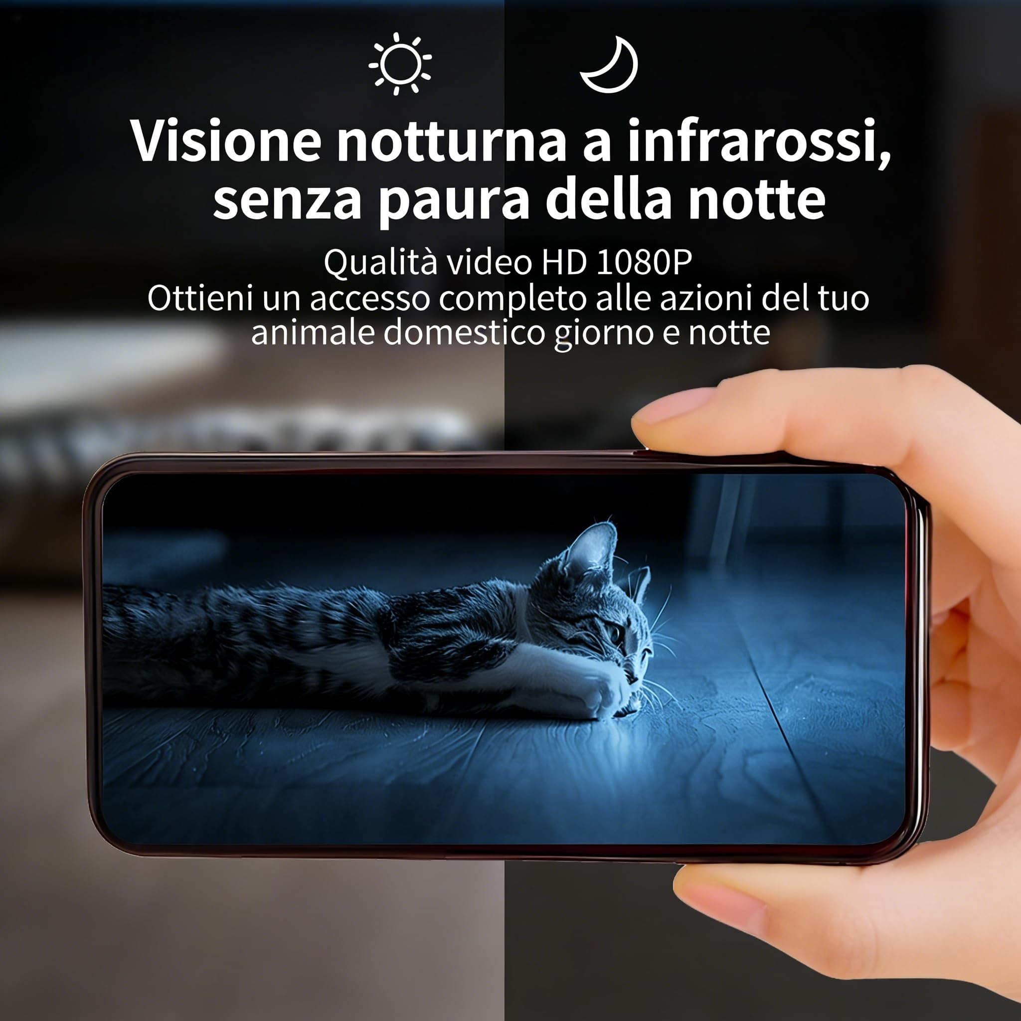 Distribuitore Automatico di Cibo per Gatti con Telecamera, Distributore di Crocchette Programmabile 5L con Timer, Video HD 1080P, Audio Bidirezionale, 2 Ciotole in Acciaio, Controllo App