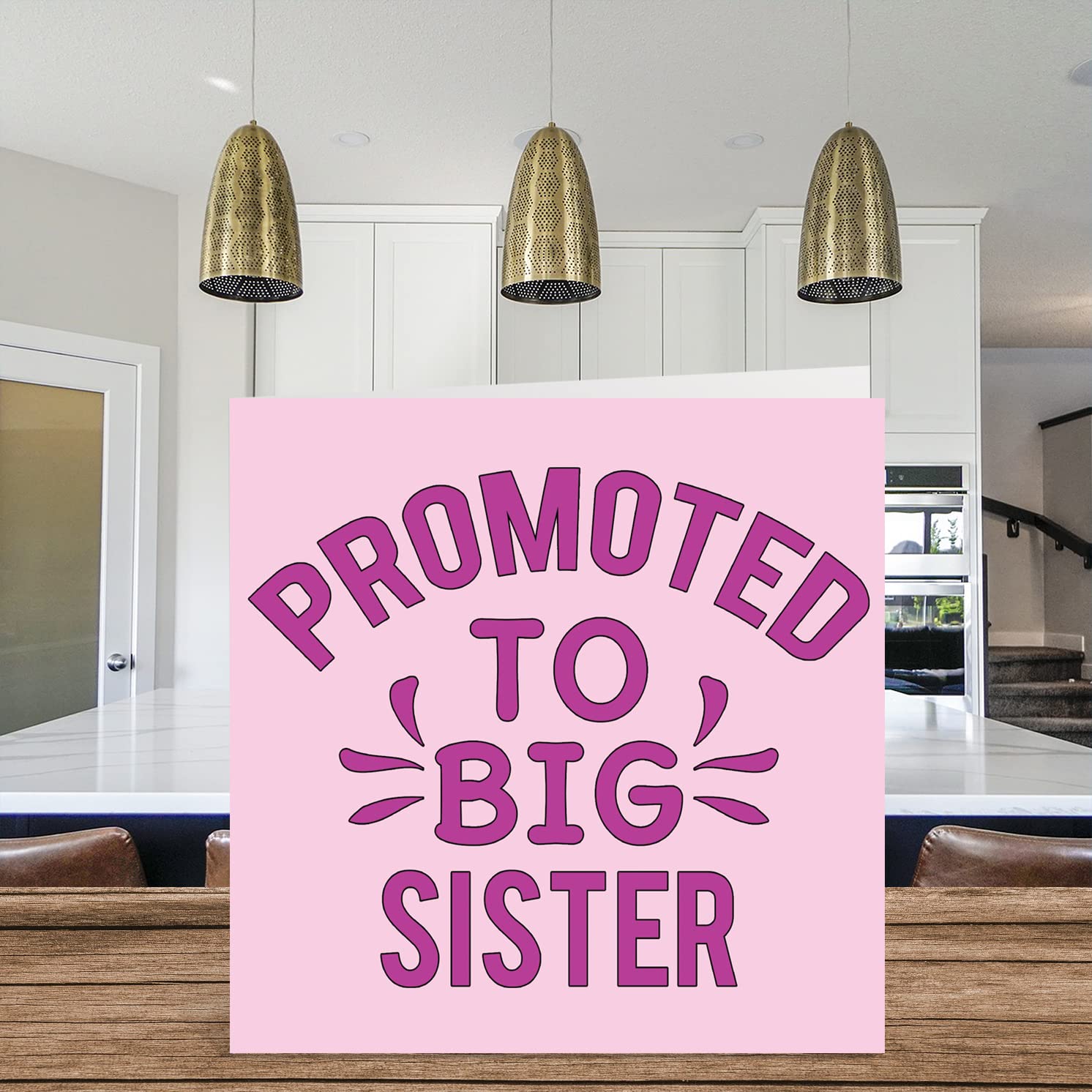 Karte 'Promoted To Big Sister' – Süße Ankündigung Für Die Große Schwester Zum Babygeschenk