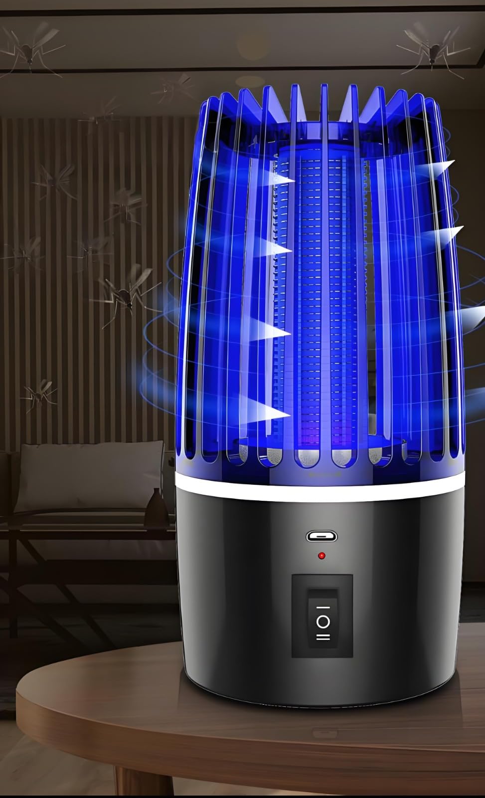 Trappola elettrica per zanzare, 4000 mAh, ricaricabile, con lampada UV, trappola per insetti 2 in 1, per uso interno ed esterno, ideale per cortile e campeggio