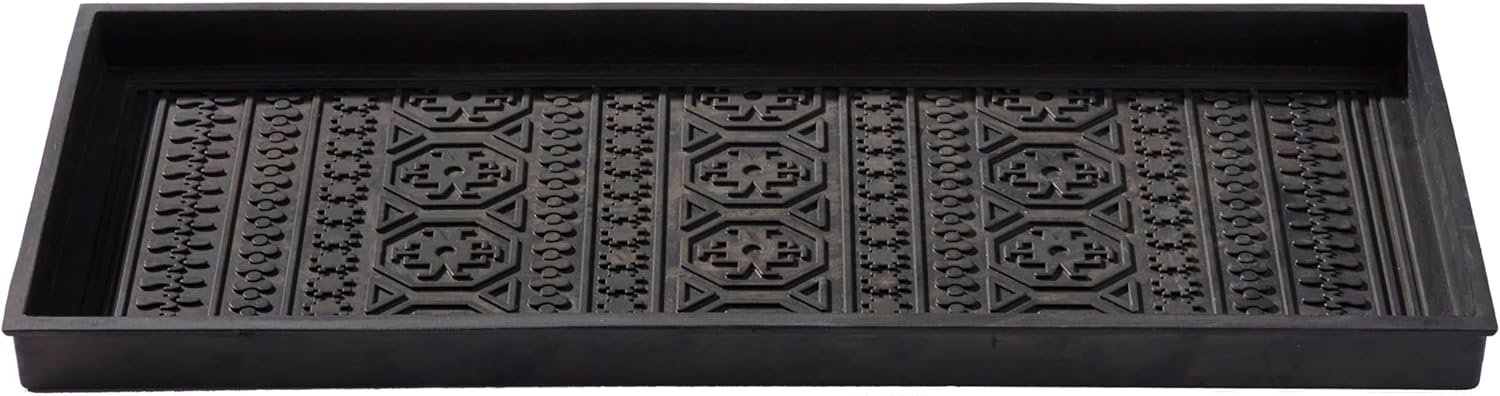 HF by LT Navajo Premium Rubber Boot Tray, 34 x 14 inches, Heavy Duty Vulcanized Rubber Design, One-Piece Seamless Construction, Year Round Use Indoors/Outdoors, Black
