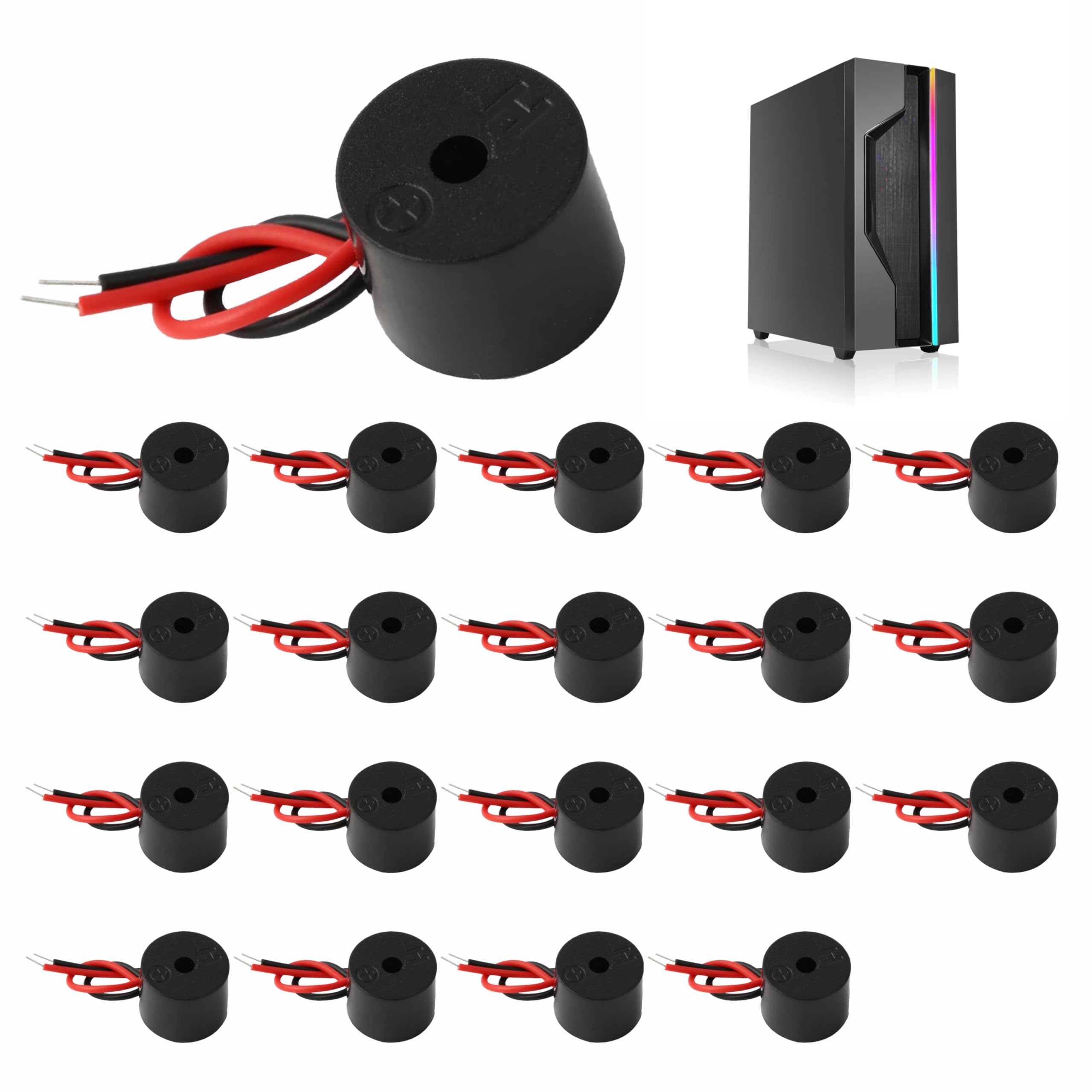 Buzzer attivo elettronico, 20 pezzi, 3-12 V, Piezo Summer 85 dB, lunghezza cavo 60 mm per dispositivi elettronici, allarme elettronico cicalino, segnale acustico elettronico