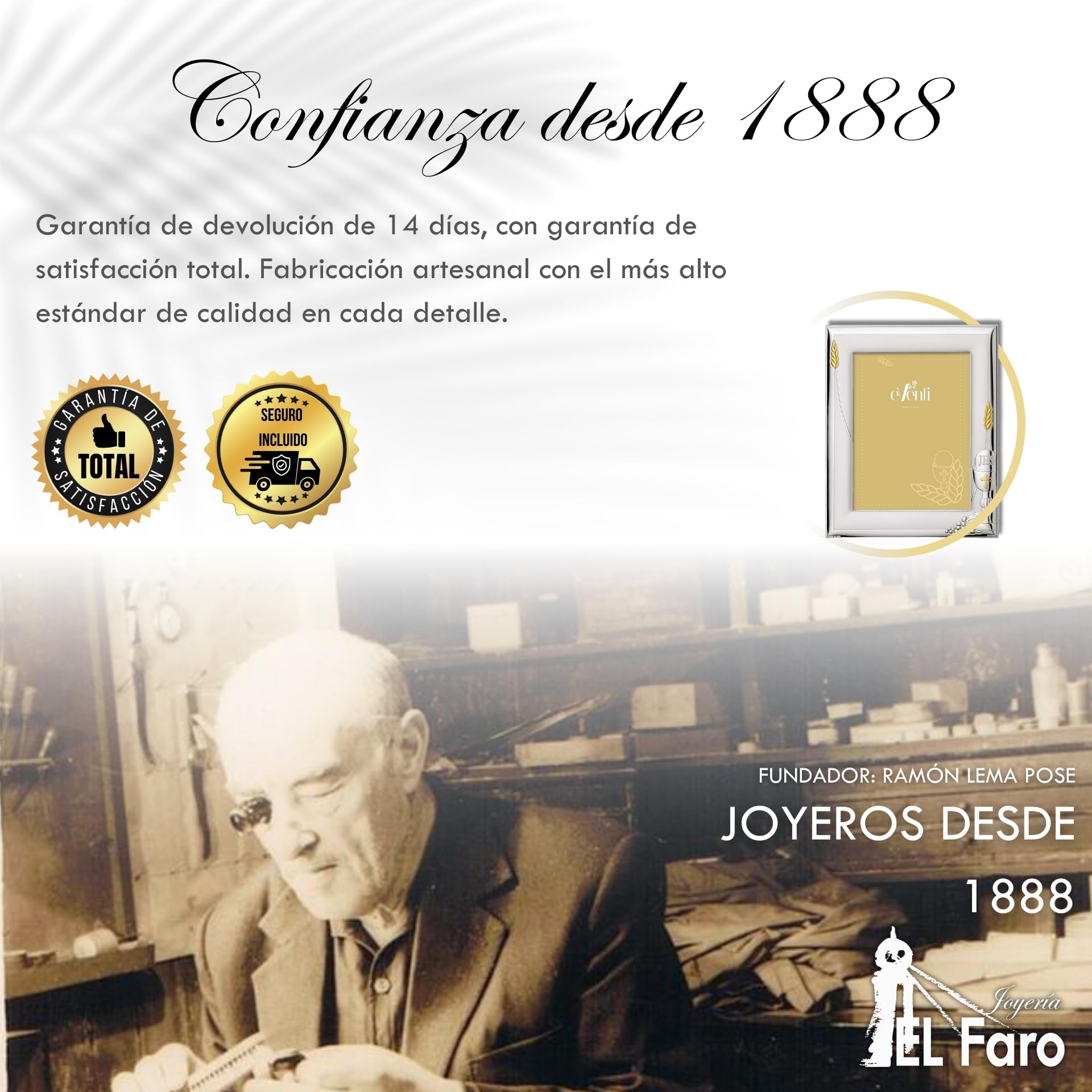 JOYERIA EL FARO Marco Fotos Personalizado Comunión 15x20 | Estuche premium incluido